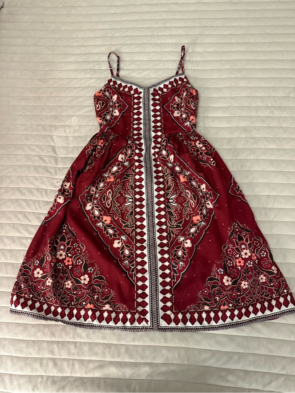 Banana Republic Burgundy Floral Midi Dress with Spaghetti Straps